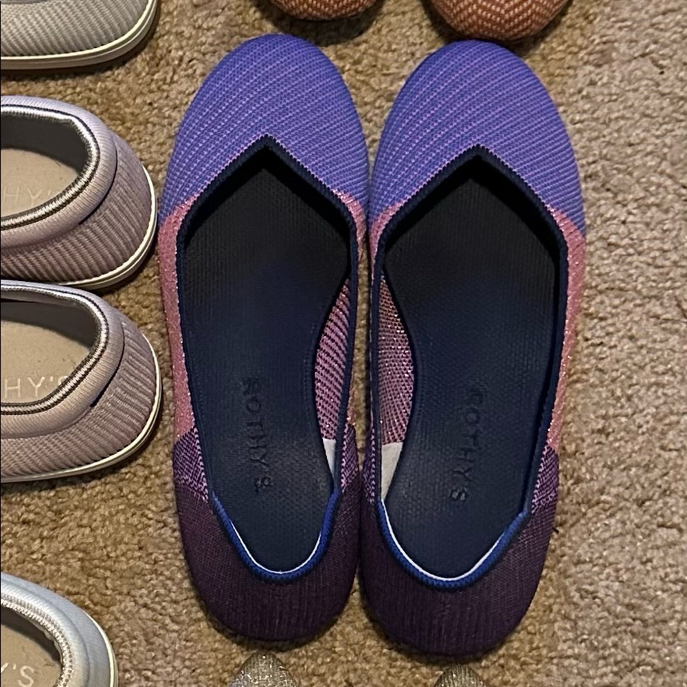 Rothys lilac metallic flats
